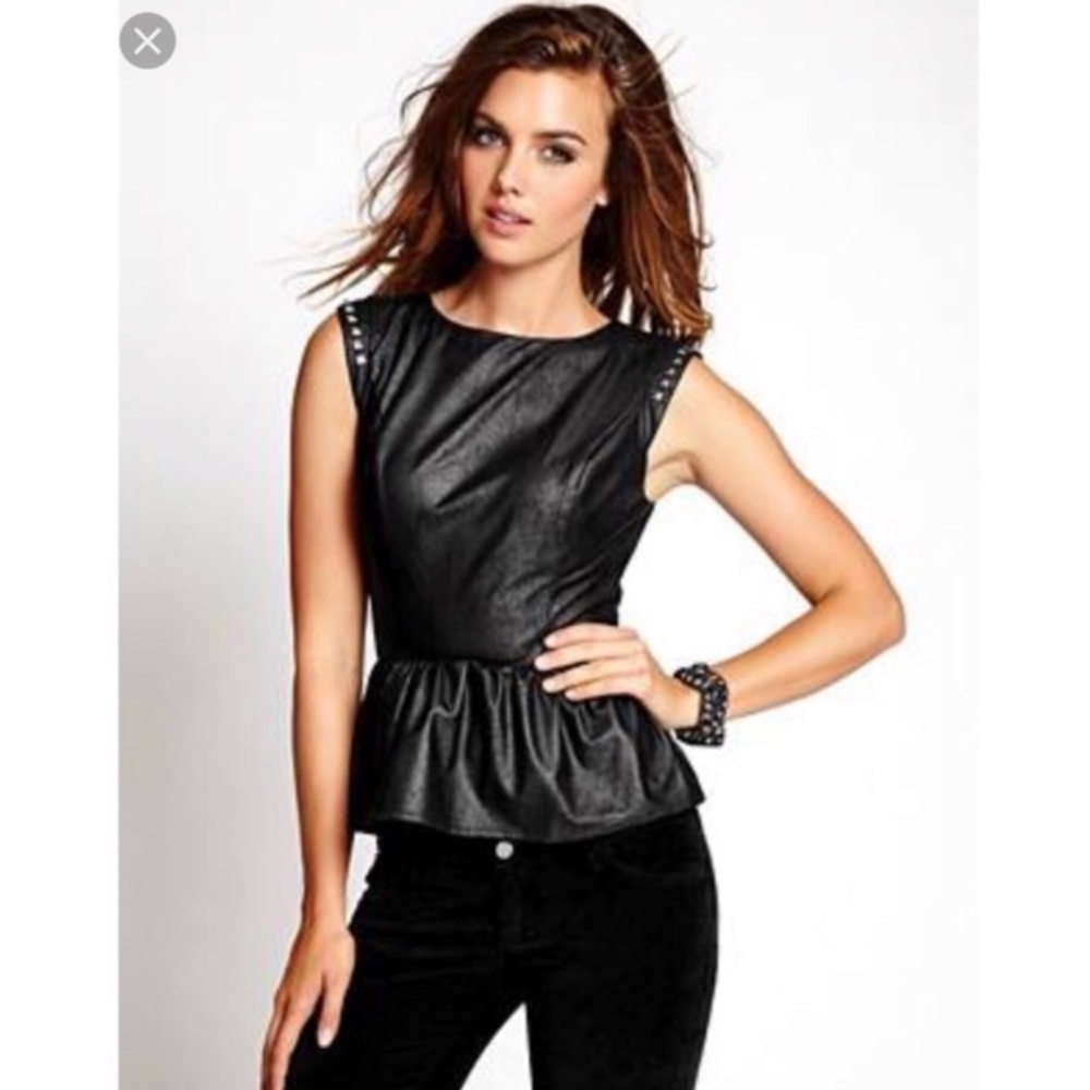 GUESS Peplum Top with Studs